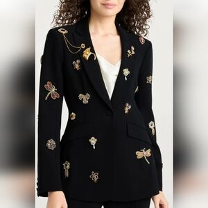 Cinq à Sept Black Embroidered Blazer